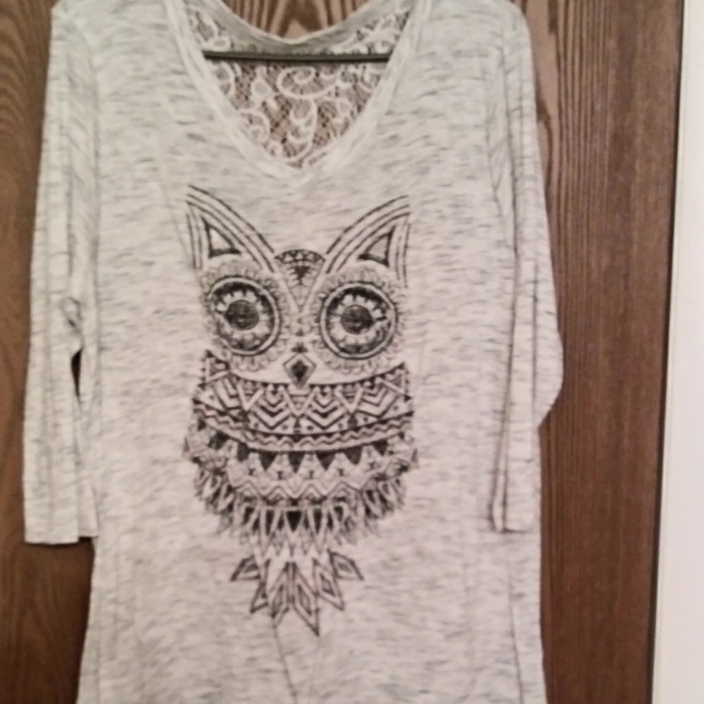 Owl 3/4 length t-shirt